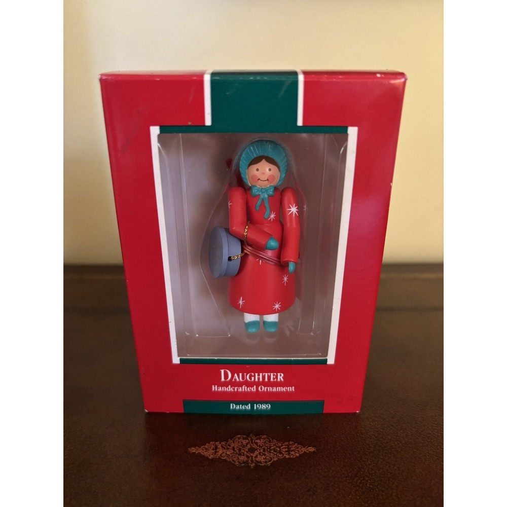 Vintage 1989 Hallmark Ornament  "DAUGHTER" Painted Wooden Figure - New in Box